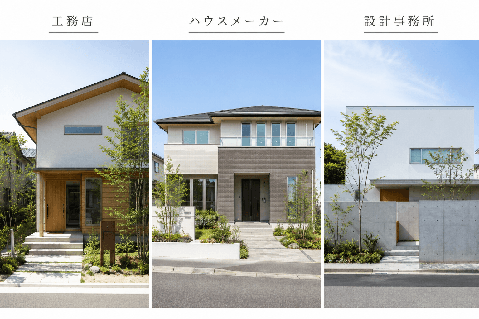 工務店、ハウスメーカー、設計事務所